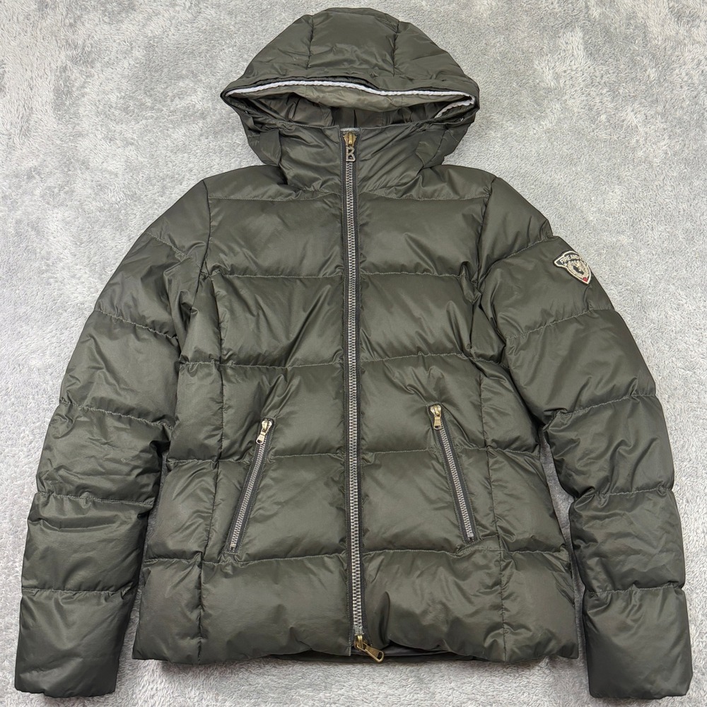 Bogner Puffer Jacket Womens 38 M Olive Green Fire Ice 800 Down Hooded Ski Coat